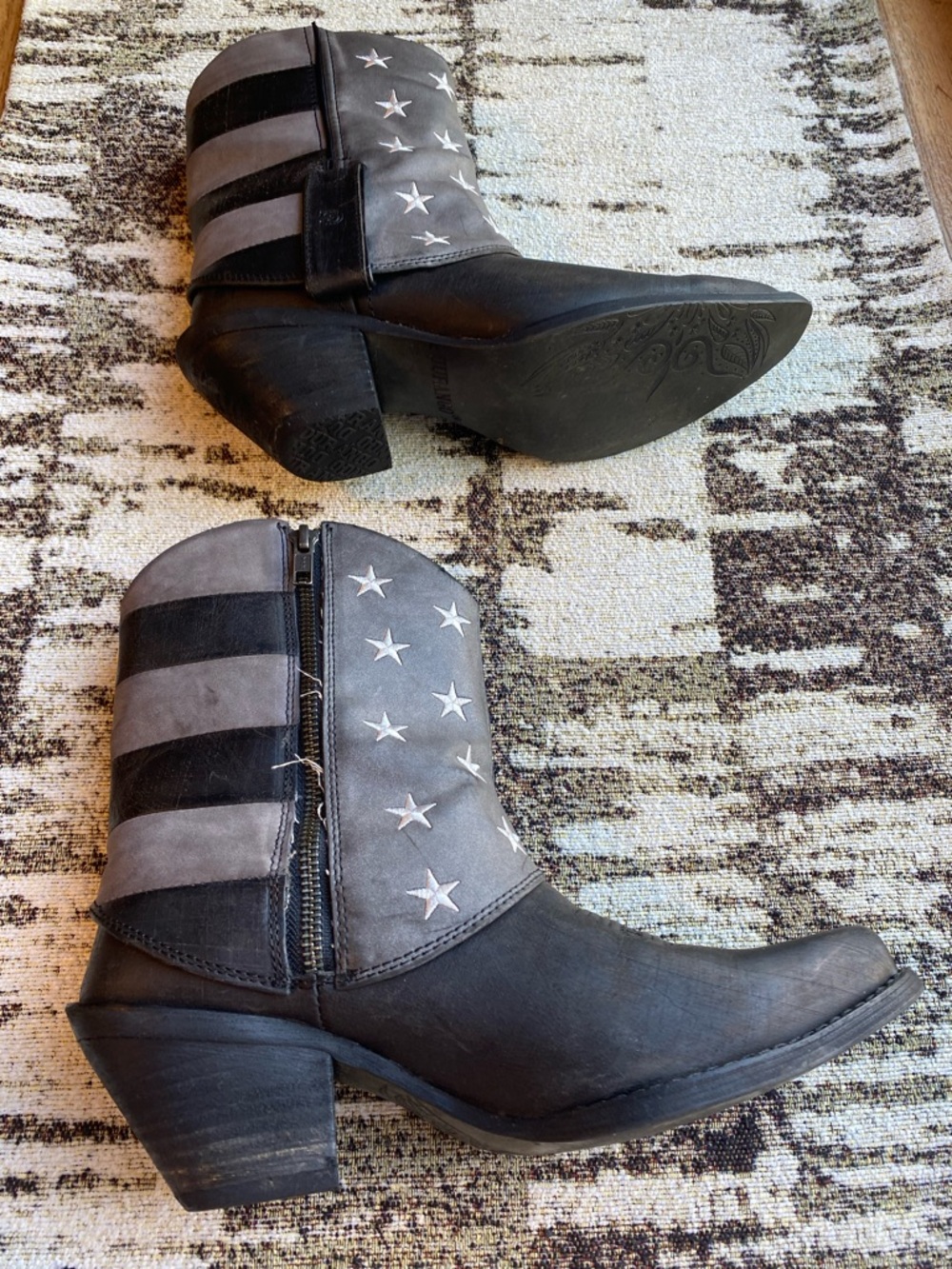 Durango Crush Black Gray Faded Flag Western Booties 6.5 cowgirl western grunge - Picture 2 of 16